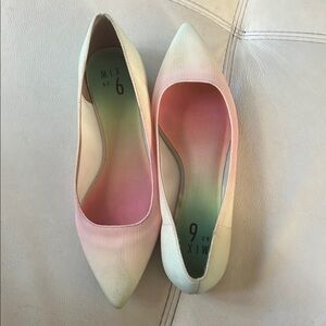 Mix No. 6 Shoes in gradient green, yellow and pink